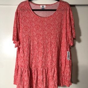 BNWT Old Navy red-orange shell print peplum blouse